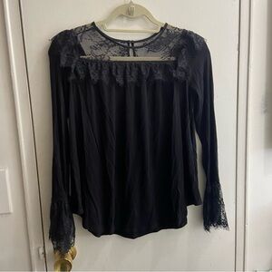 Ella Moss Black Lace Accent Blouse